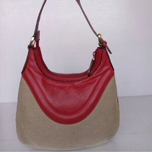 Gucci Red and Beige Shoulder Hobo Bag